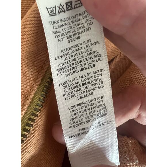 ASOS Pants Women's 26 Camel Wide Leg Crop Cotton Denim Fall Neutral Indie - Picture 6 of 11